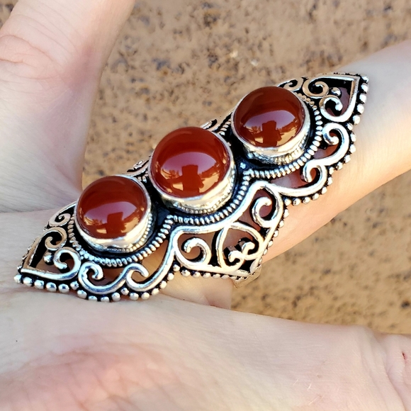 New Stunning Carnelian 925 Silver Statement Ring. - Picture 5 of 15
